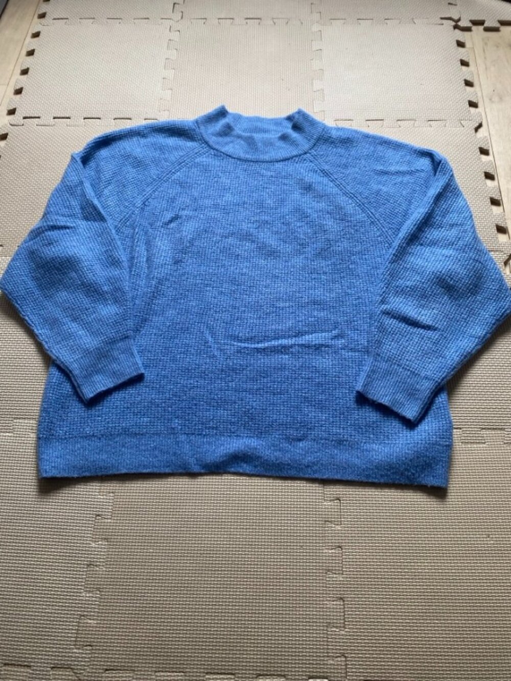 Gap Blue Waffle Knit Mock Neck Sweater Size M